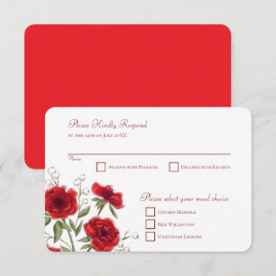 Invitación Respuesta de RSVP de Boda Romántica con Rosa Roja