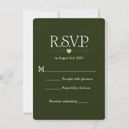 Invitación Respuesta de RSVP de Boda Rústica Botánica Verde e