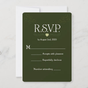 Invitación Respuesta de RSVP de Boda Rústica Botánica Verde e