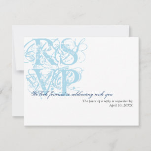 Invitación Respuesta de RSVP de encerramiento de boda azul ma