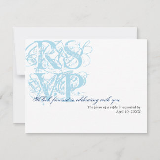 Invitación Respuesta de RSVP de encerramiento de boda azul ma