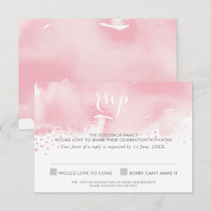 Invitación RESPUESTA DE RSVP elegante acuarela rosa pálido