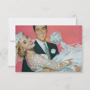 Invitación Respuesta de RSVP Felices recién casados en boda v