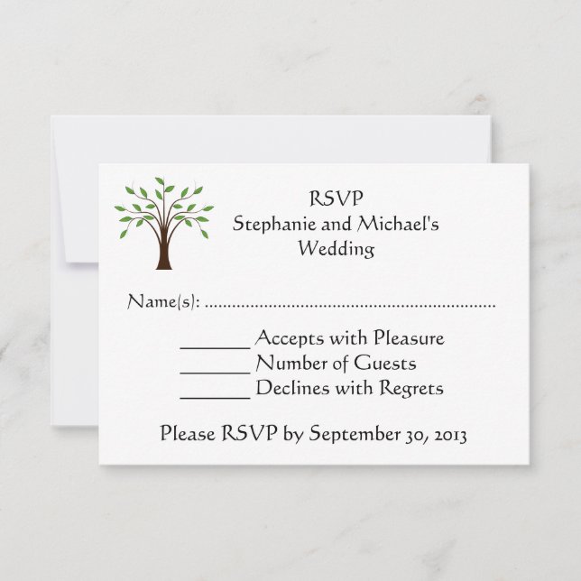 Invitación Respuesta de RSVP para Boda Campestre Moderna con  (Anverso)