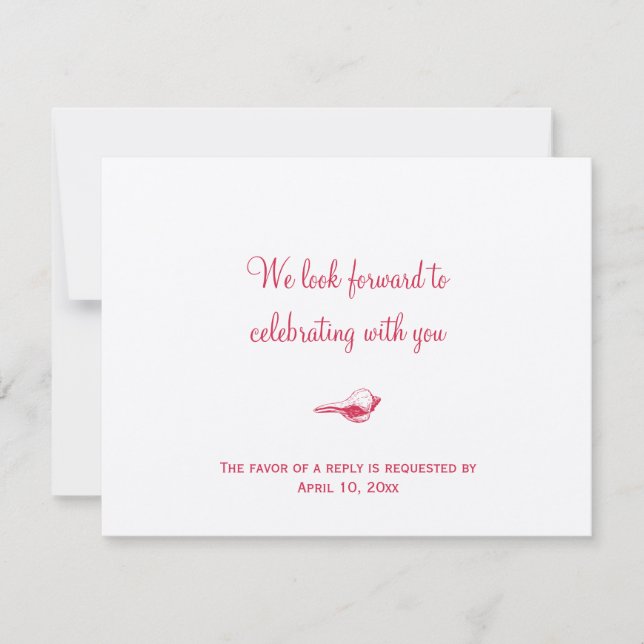 Invitación Respuesta de RSVP para recinto de boda con concha  (Anverso)