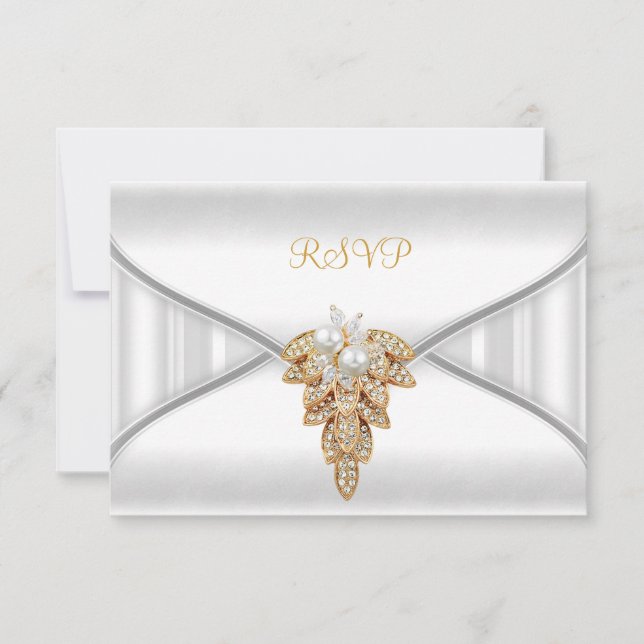 Invitación Respuesta de RSVP Reply Elegante Juguete de Oro Bl (Anverso)