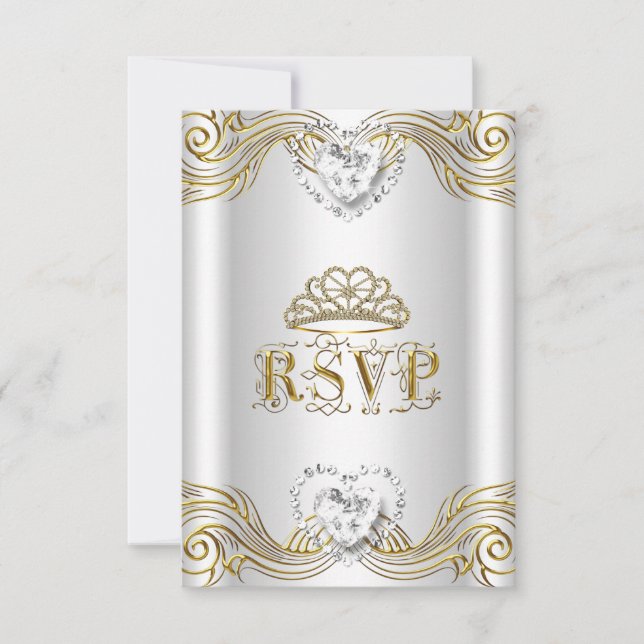 Invitación Respuesta de RSVP Respuesta de Silver White Gold Q (Anverso)