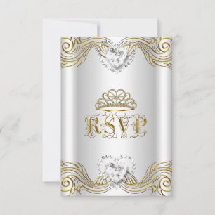 Invitación Respuesta de RSVP Respuesta de Silver White Gold Q