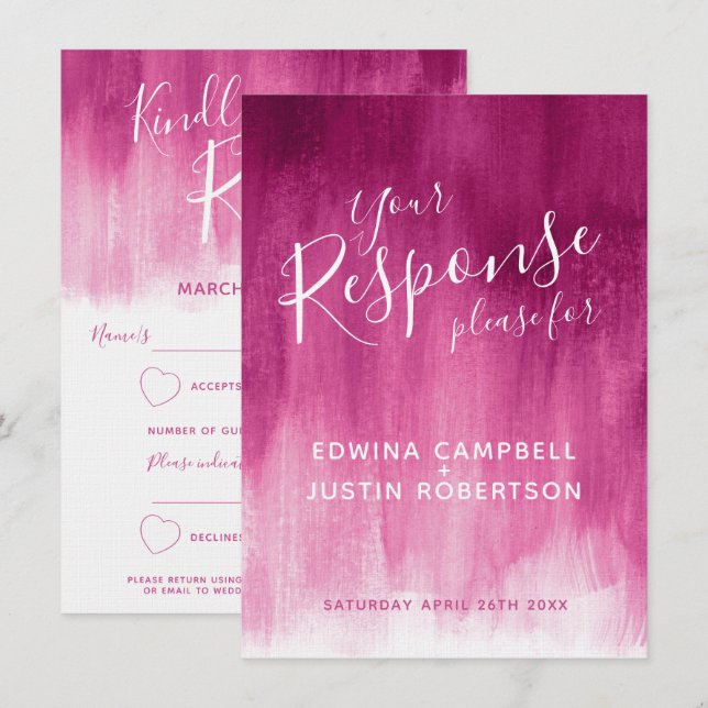 Invitación Respuesta del boda de arte moderno abstracto oscur (Anverso / Reverso)