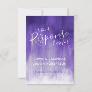 Invitación Respuesta del boda de arte moderno abstracto púrpu