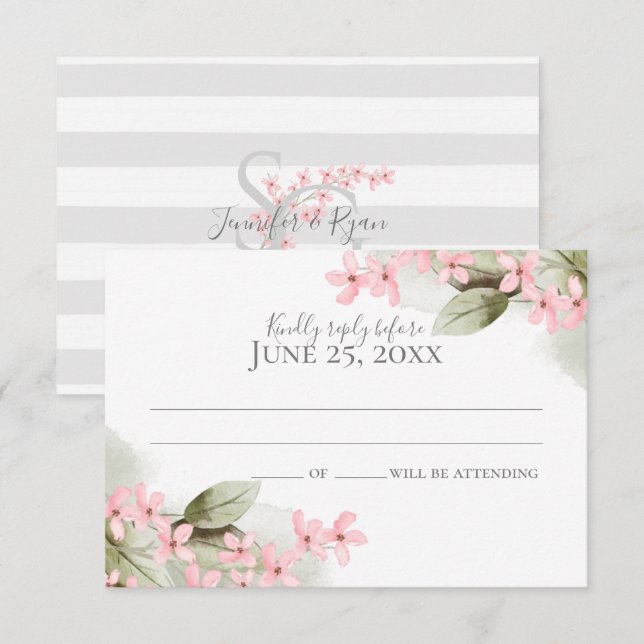 Invitación Respuesta del Boda de Blossom Rosa (Anverso / Reverso)