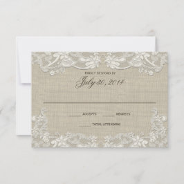 Invitación Respuesta del Boda de diseño de encaje floral del
