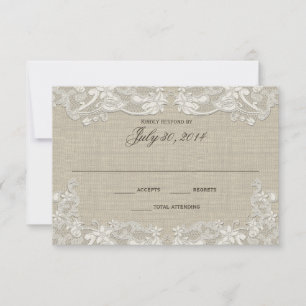 Invitación Respuesta del Boda de diseño de encaje floral del 
