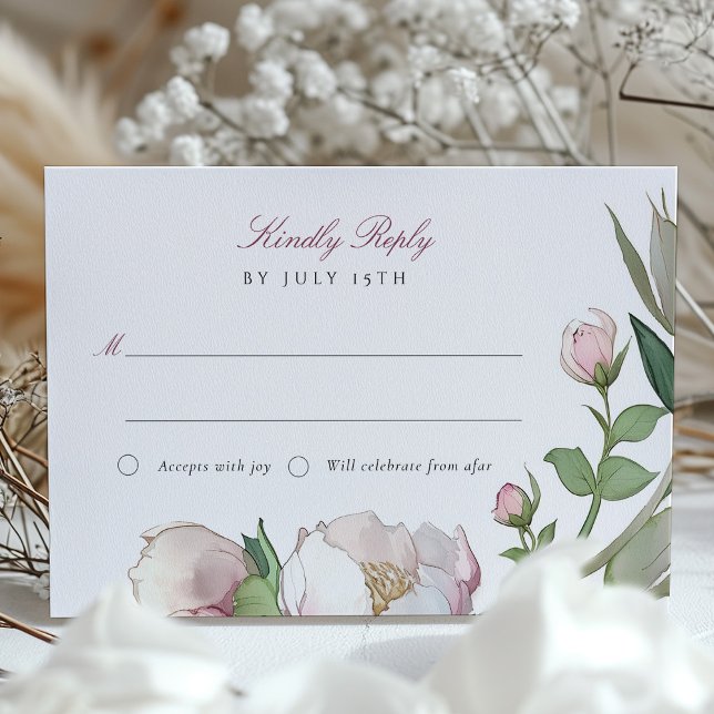 Invitación Respuesta del Boda RSVP Classic Peonies (Subido por el creador)