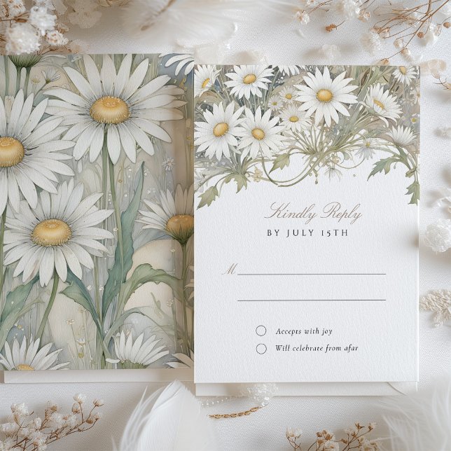Invitación Respuesta del Boda RSVP Daisies (Subido por el creador)