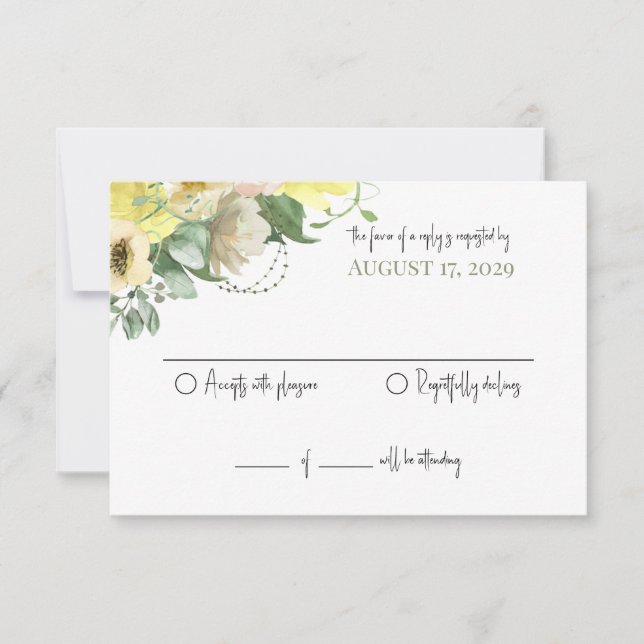 Invitación Respuesta del Boda Sunshine y los Rosas (Anverso)