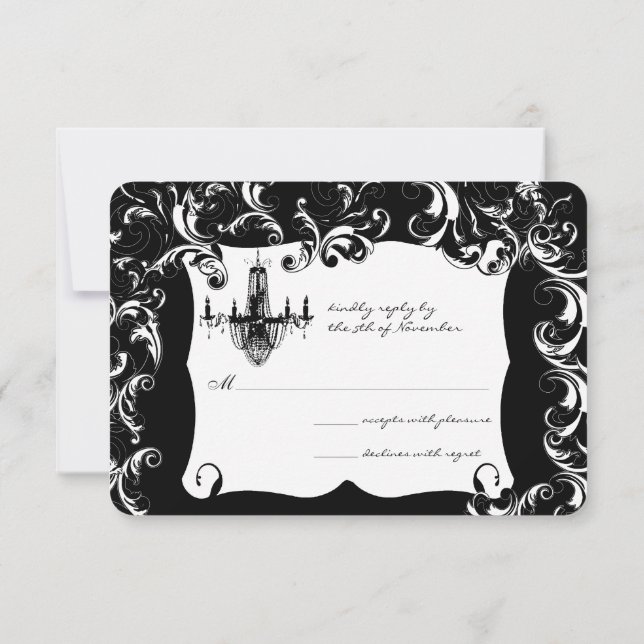 Invitación Respuesta elegante del Boda de la lámpara de araña (Reverso)