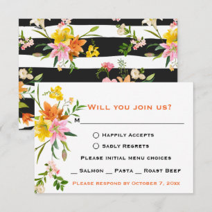 Invitación Respuesta Floral Flor de Lis Flores Naranja Blanco