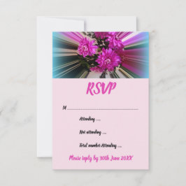 Invitación Respuesta floral rosa moderna a rayas