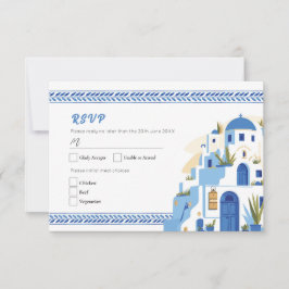 Invitación Respuesta griega de Santorini Boda RSVP Grecia