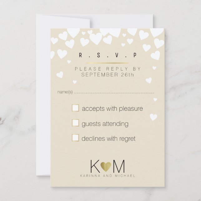 Invitación respuesta, responder rsvp elegante, romántico amor (Anverso)