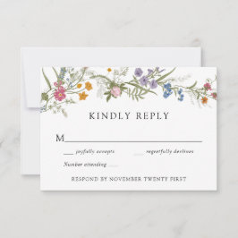 Invitación Respuesta RSVP a la elegante boda de flores silves