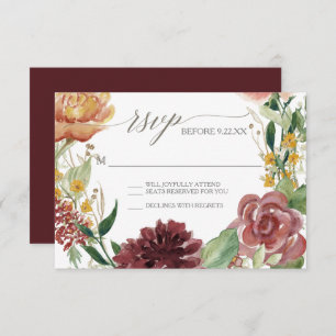 Invitación Respuesta RSVP Caída Chrysanthemum Rosas de Rubor