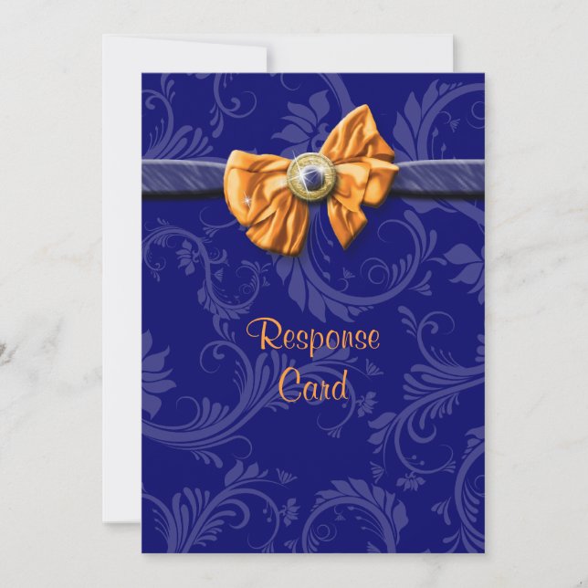 Invitación Respuesta Rsvp de boda de naranja azul de la Marin (Anverso)