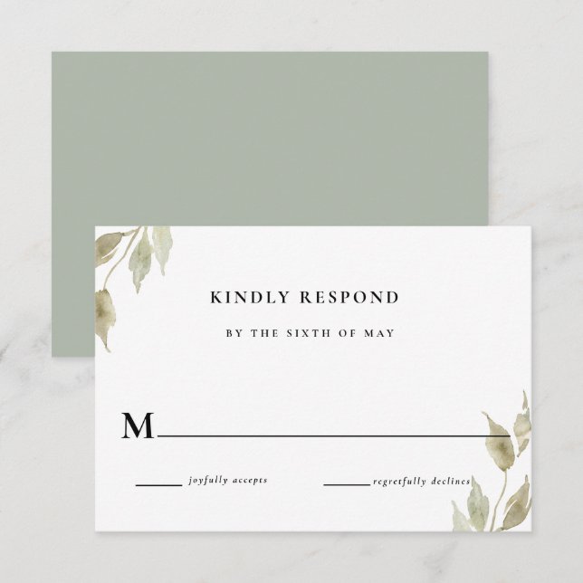 Invitación Respuesta RSVP de boda floral rosa clásica (Anverso / Reverso)