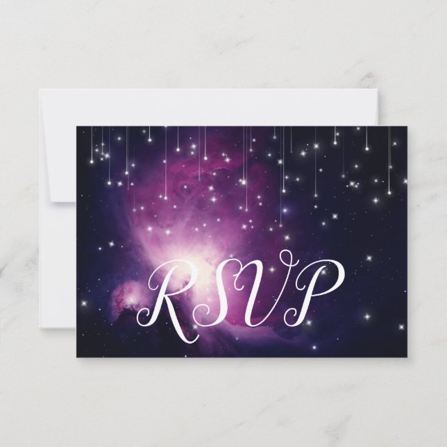 Invitación Respuesta RSVP de Estrellas Celestes de Galaxia Pú (Reverso)