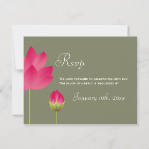 Invitación Respuesta rsvp de flor de loto rosa rojo verde bod