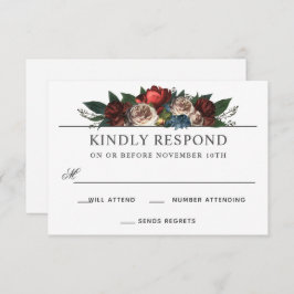 Invitación Respuesta RSVP de la boda del acuerdo floral de lu