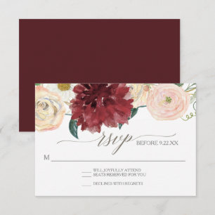 Invitación Respuesta RSVP Flor de Otoño Crisantemo Marsala Ro