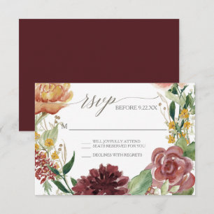 Invitación Respuesta RSVP Otoño Crisantemo Rosas Rosadas