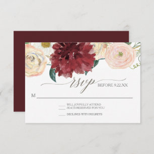 Invitación Respuesta RSVP Rosa de Chrysanthemum Marsala