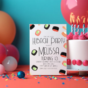 Invitación Restaurante de Sushi con Cumpleaños de Adolescente