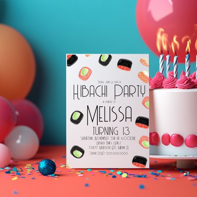 Invitación Restaurante de Sushi con Cumpleaños de Adolescente (Subido por el creador)
