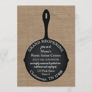 Invitación Restaurante Gran reapertura de la falda Burlap