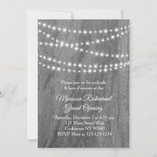Invitación Restaurante Grand Opening Twinkle Luces granito