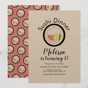 Invitación Restaurante Kraft Cumpleaños Adolescente Salmón Ro