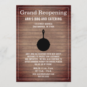 Invitación Restaurante Reabriendo Skillet De Madera Rusa