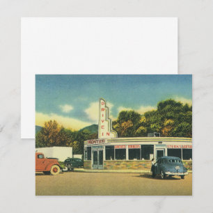 Invitación Restaurante Vintage, 50's Drive In Diner Invitatio