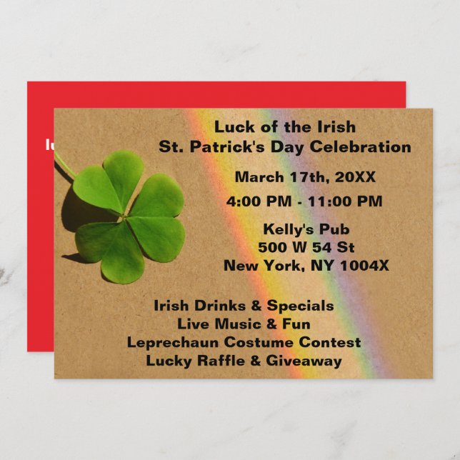 Invitación Resto del arcoiris rojo y verde amante de beber ir (Anverso / Reverso)