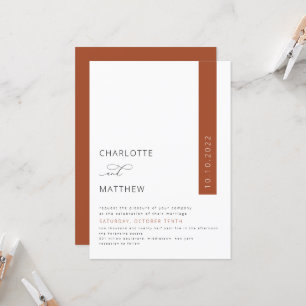 Invitación Resto, Naranja quemado, Boda minimalista de otoño 