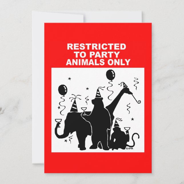 Invitación Restringido solo a animales de fiesta (Anverso)