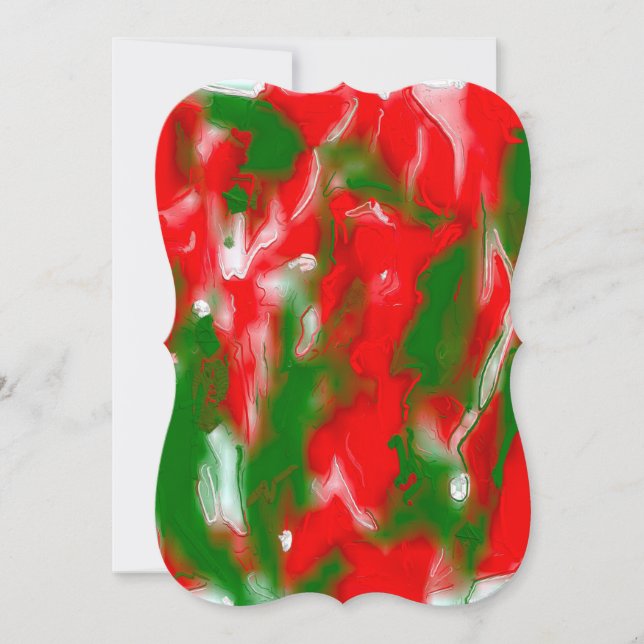 Invitación Resumen abstracto rojo, blanco y verde (Anverso)
