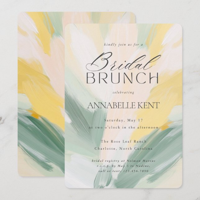 Invitación Resumen Art Modern Pintura Boda Brunch de novias (Anverso / Reverso)