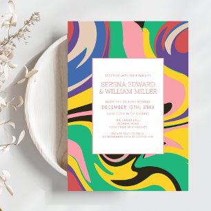Invitación Resumen artístico Boda de Moda vibrante