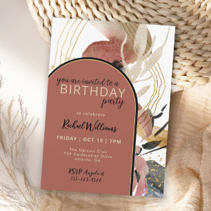 Invitación Resumen artístico fiesta de cumpleaños moderna y e