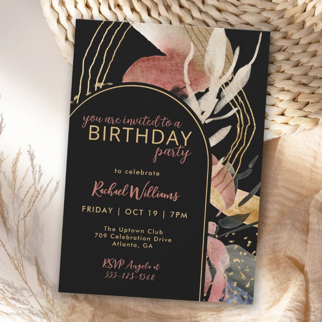 Invitación Resumen artístico fiesta de cumpleaños moderna y e (Available in printed or digital download!)